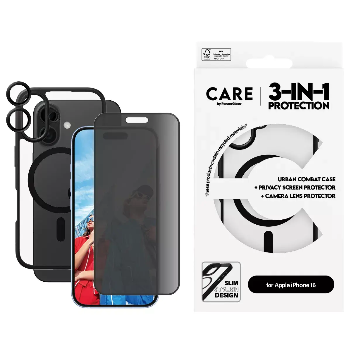 3-in-1 Privacy Bundle PanzerGlass iPhone 16 Photo 2