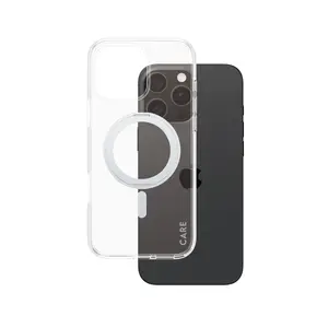 Прозрачный чехол-накладка PanzerGlass CARE для Apple iPhone 16 Pro Max с серебристой подставкой и MagSafe из термопластичного полиуретана