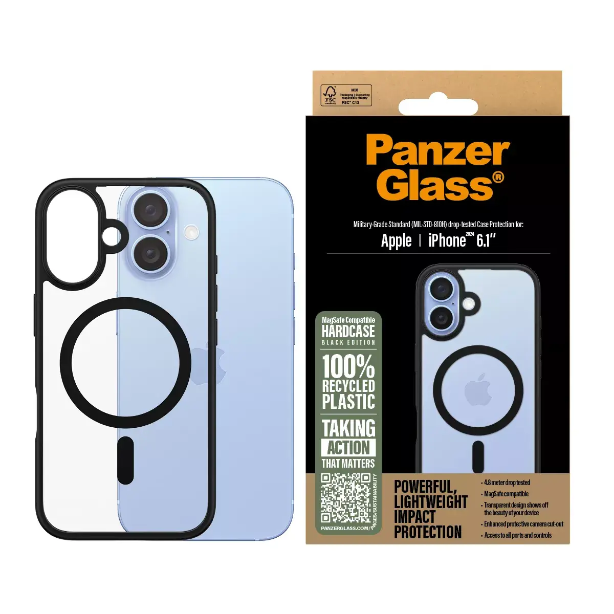 Чехол PanzerGlass HardCase Black w. Black MagSafe iPhone '24 6.1" Photo 2