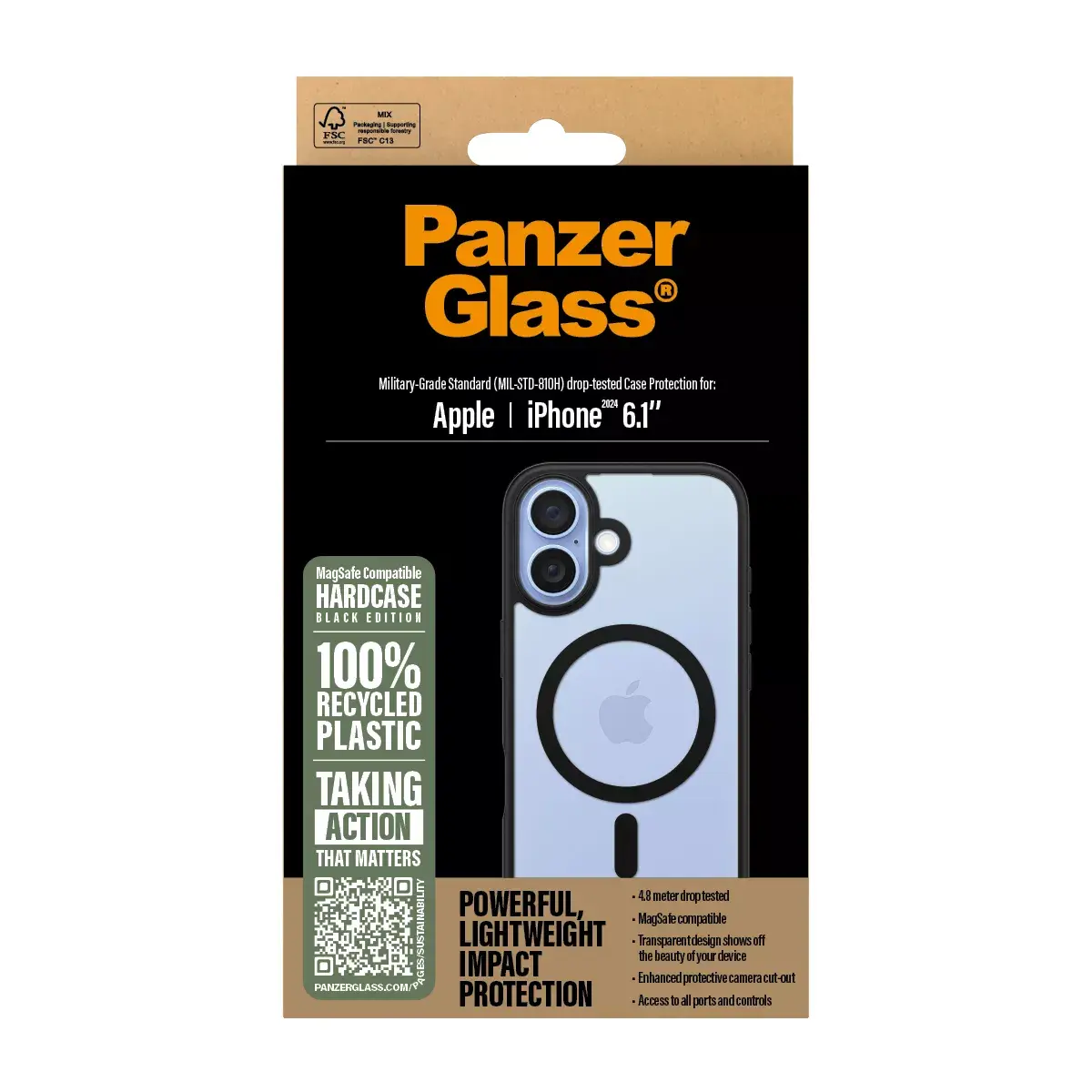 Чехол PanzerGlass HardCase Black w. Black MagSafe iPhone '24 6.1" Photo 3