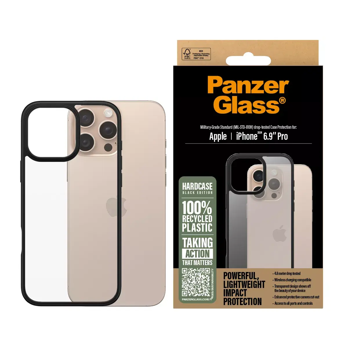 Vāks PanzerGlass HardCase Black iPhone '24 6.9" Pro Photo 2