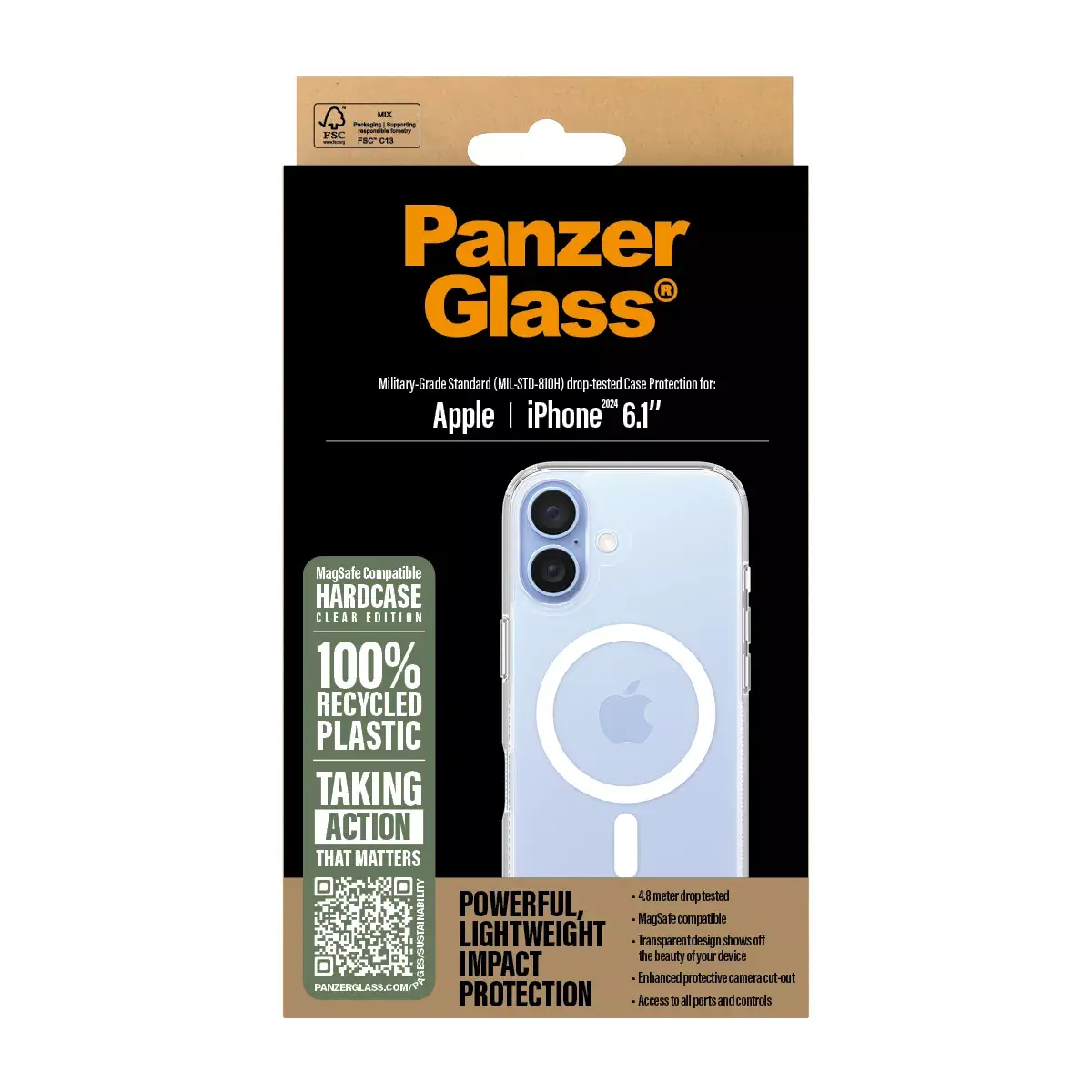 Чехол PanzerGlass HardCase Transparent с белым MagSafe для iPhone '24 6.1" Photo 3
