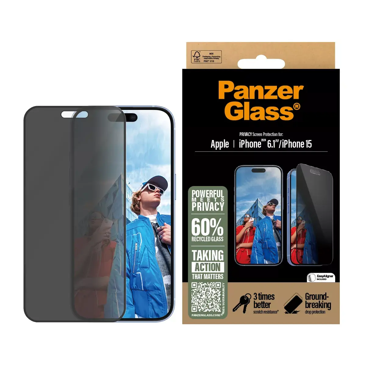 PanzerGlass Privātuma ekrāna aizsargs iPhone '24 6.1" Photo 2