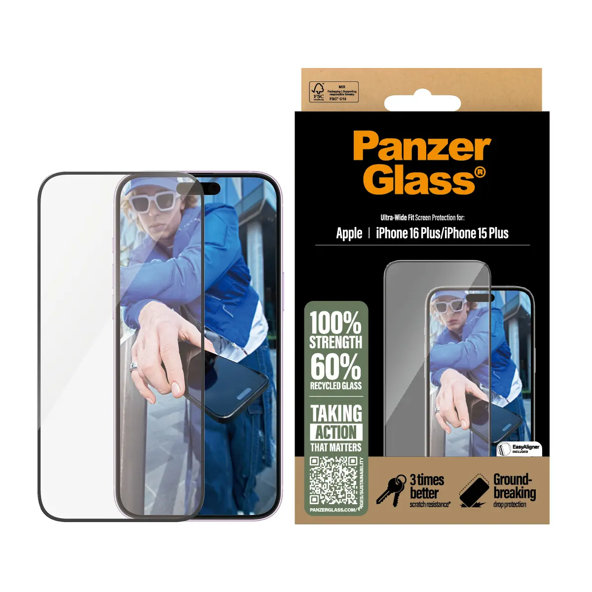 PanzerGlass Ultra-Wide Fit ekrāna aizsargs iPhone 16 Plus / 15 Plus Photo 3