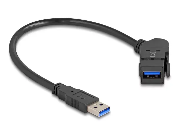 DeLOCK USB paneļa montāžas sieviešu 45° leņķa uz Type-A vīriešu Photo 2