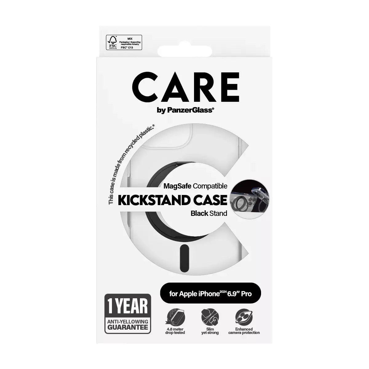 Vāks PanzerGlass CARE by Feature Case Transparent ar melnu statīvu un MagSafe Photo 3