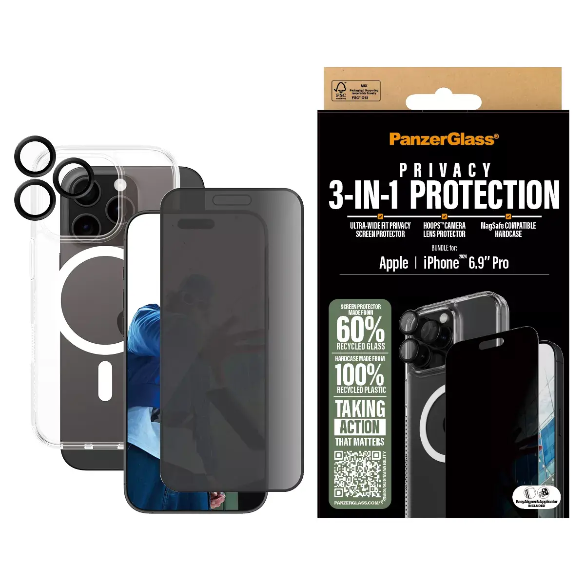 3-in-1 Privacy Protection Bundle PanzerGlass iPhone '24 6.9" Pro Photo 3