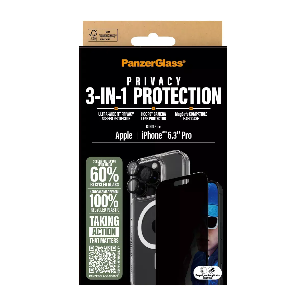 3-in-1 Privacy Protection Bundle PanzerGlass iPhone '24 6.3" Pro Photo 3