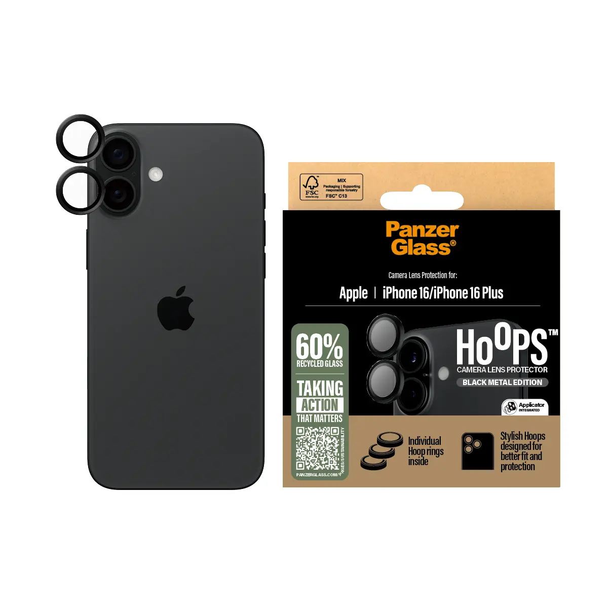 Защита камеры PanzerGlass Hoops для iPhone 16 / 16 Plus Photo 2