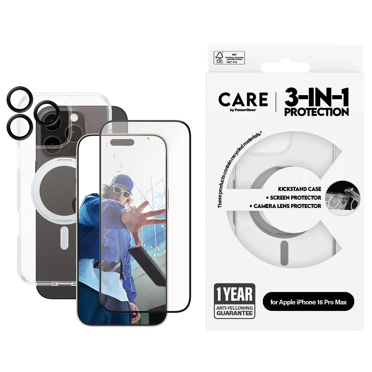 3-in-1 Ceramic Bundle PanzerGlass iPhone 16 Pro Max Photo 2