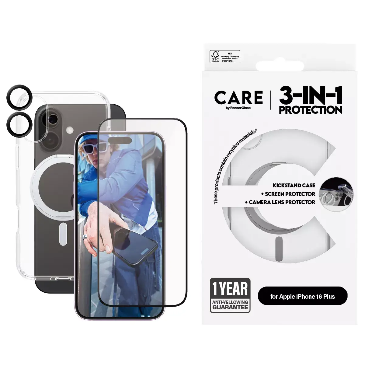 3-in-1 Ceramic Bundle PanzerGlass iPhone 16 Plus Photo 2