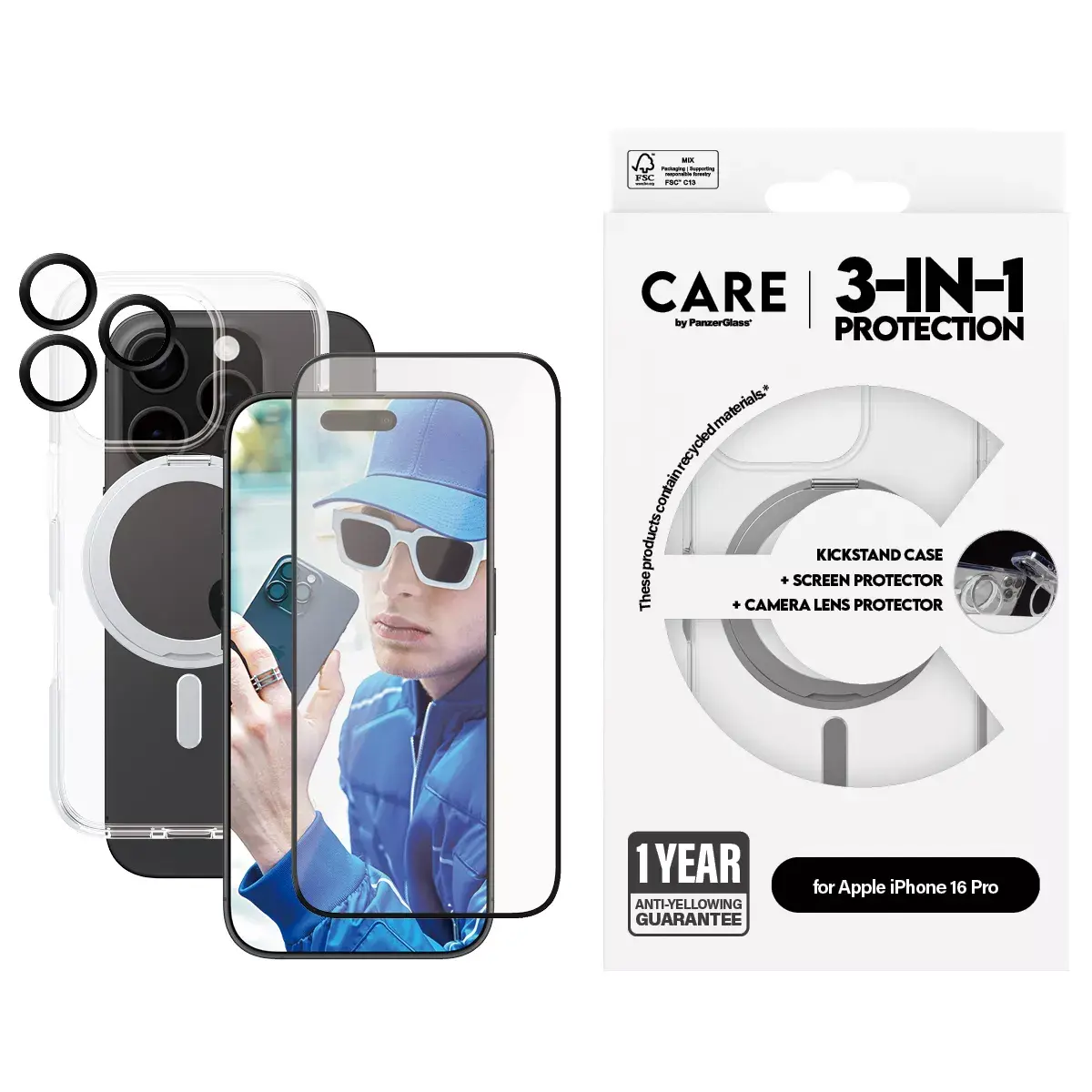 3-in-1 Ceramic Bundle PanzerGlass iPhone 16 Pro Photo 2