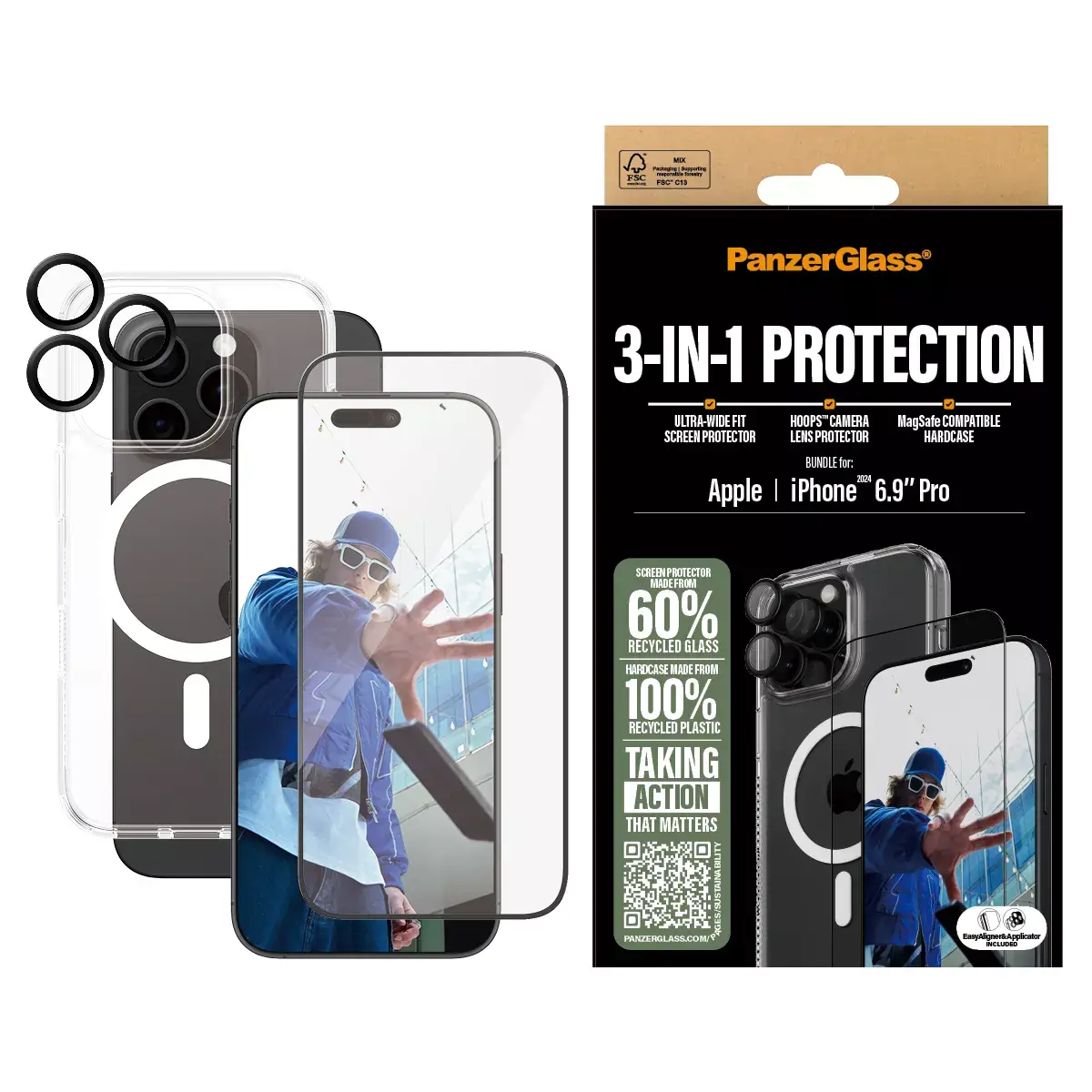 3-in-1 Aizsardzības komplekts PanzerGlass iPhone '24 6.9" Pro Photo 2