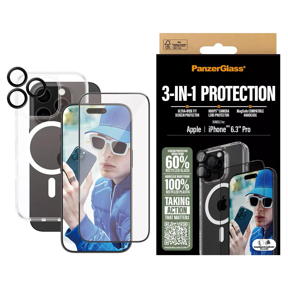 3-in-1 Aizsardzības komplekts PanzerGlass iPhone '24 6.3" Pro Photo 2