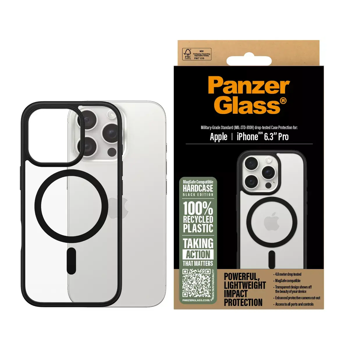 Чехол PanzerGlass HardCase Black с Black MagSafe для iPhone '24 6.3" Pro Photo 2