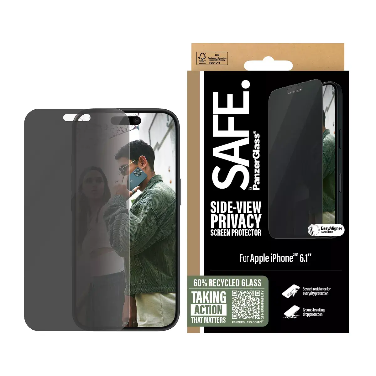 Защитное стекло с приватностью PanzerGlass SAFE. для iPhone '24 6.1" | 15 Photo 2