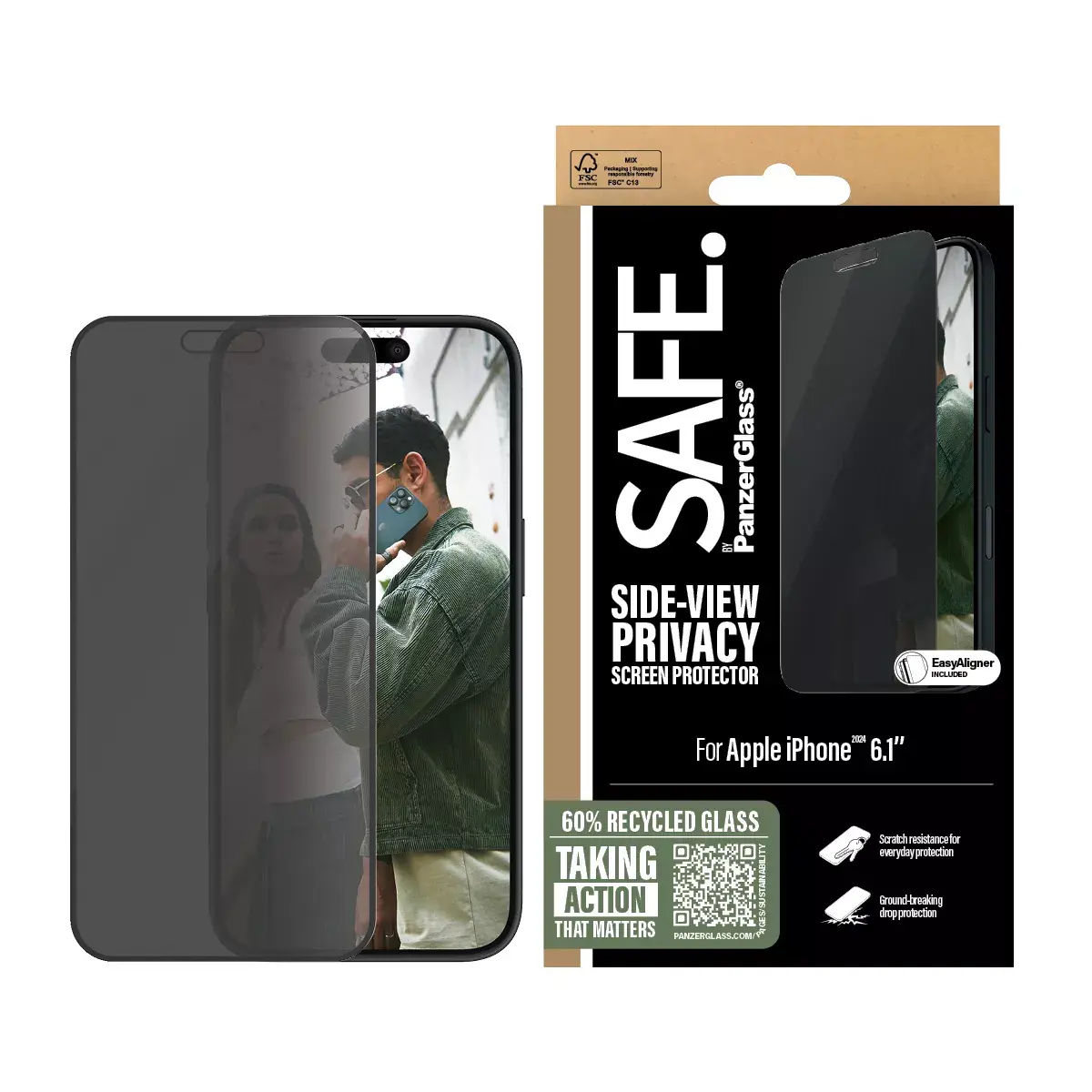 Защитное стекло с приватностью PanzerGlass SAFE. для iPhone '24 6.1" | 15 Photo 3