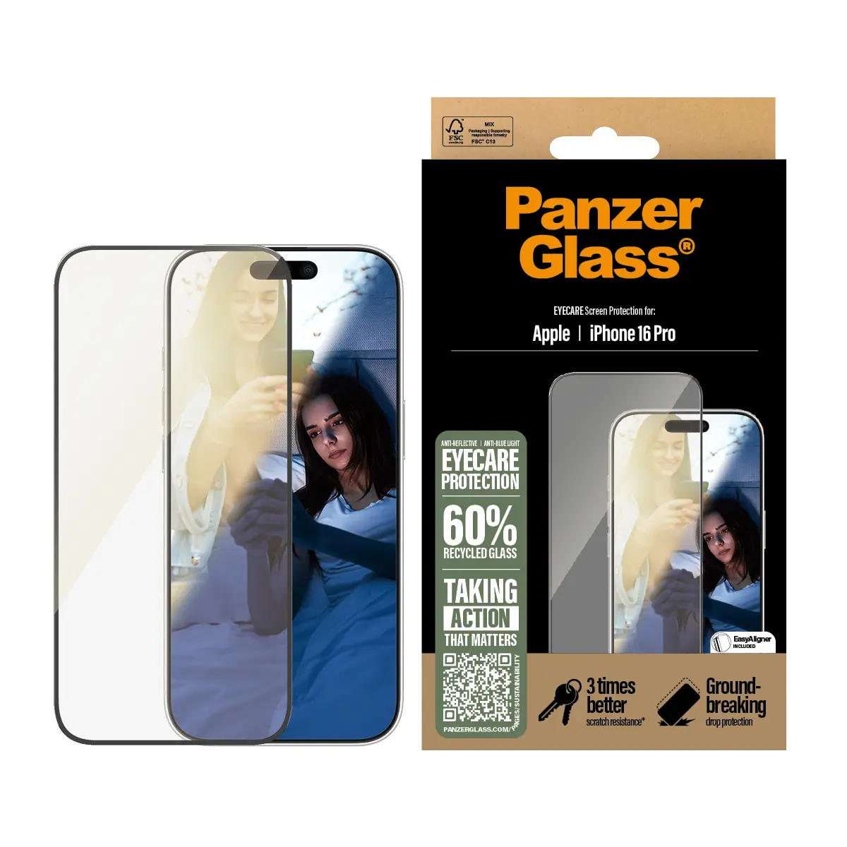 PanzerGlass EyeCARE Screen Protector for iPhone 16 Pro Photo 2