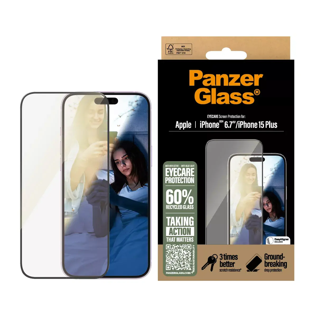 Защитное стекло PanzerGlass EyeCare iPhone '24 6.7" 15 Plus Photo 2
