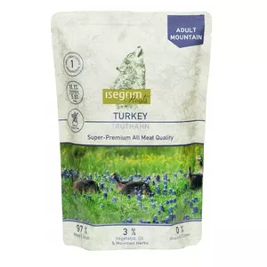 Mitrā suņu barība isegrim Karma 410 g — tītara gaļa, salcijs, saulespuķu eļļa