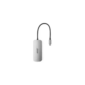 7‑in‑1 USB‑C dongle Acer — USB 3.2 Gen 1 Type‑C, 3× USB‑A, HDMI, SD/MicroSD, 100W PD, sudraba