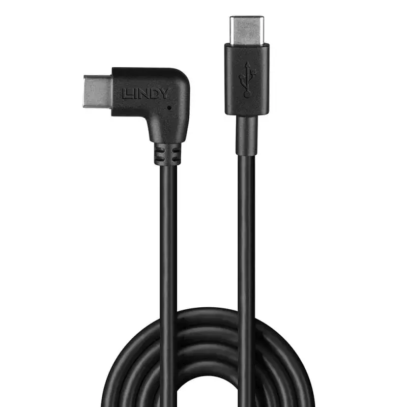 Lindy 1m USB 2.0 Straight USB-C to Right-Angled USB-C Cable Photo 2