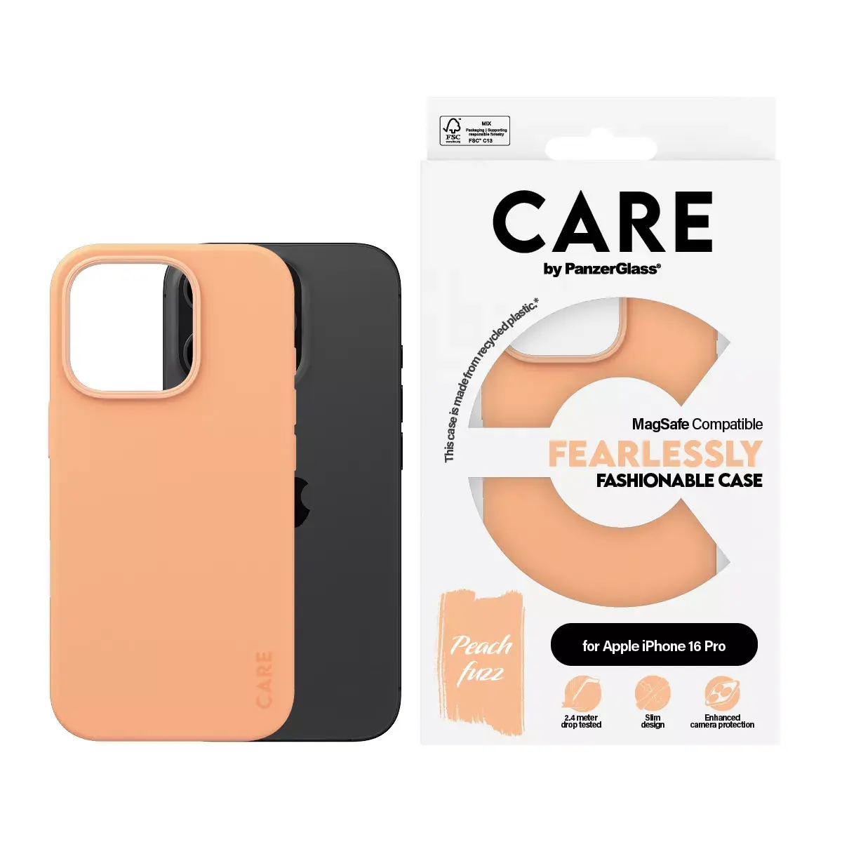 Vāks PanzerGlass CARE by Fashionable Case Peachy w. MagSafe iPhone 16 Pro Photo 2