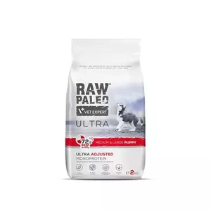 Сухой корм для щенков VETEXPERT RAW PALEO Ultra Medium & Large Beef 2 кг — говядина, белок 30,5%, жир 16,5%