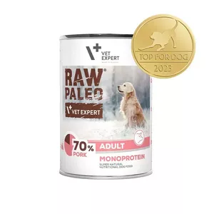 Mitrs barības produkts suņiem VETEXPERT RAW PALEO Adult Monoprotein Pork 400 g, kārbiņā, mitrums 72,6%