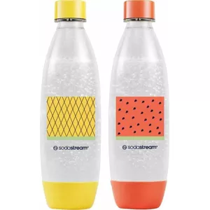 SODASTREAM Soda maker Fuse Water Pomelo — 2 × 1 L reusable bottles, yellow/orange