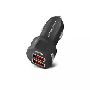 Car charger ESPERANZA EZ110 Black — 12–24V input, 2× USB-A 2.1A, Quick Charge 3.0, 36W