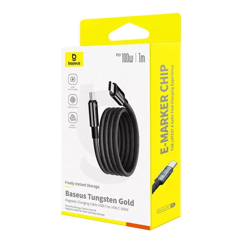 Baseus Tungsten Gold USB-C–USB-C kabelis 100 W 1 m Photo 3