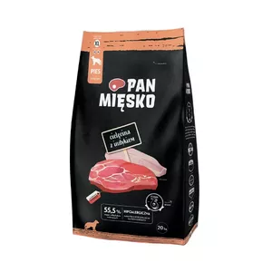 Dry dog food pan miĘsko Veal with Turkey XL 20 kg — adult large breeds, 30% protein, 20% fat