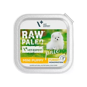 Влажный корм для собак VETEXPERT RAW PALEO Pate Mini Turkey 150 г — формула для щенков, для мелких пород, без зерна и сои