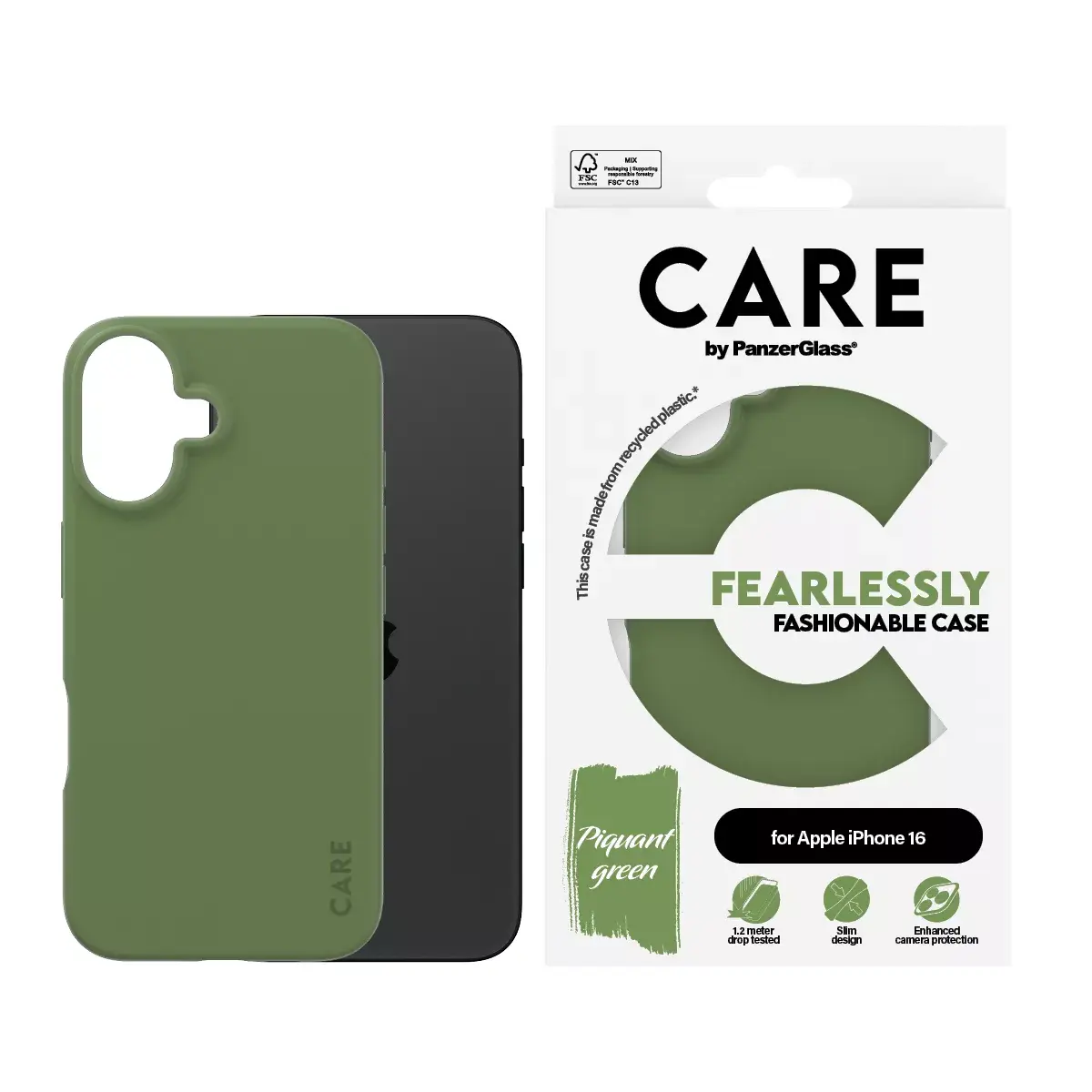 Vāks PanzerGlass CARE by Fashionable Case Green iPhone 16 Photo 2