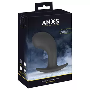 Анальный вибратор ANOS Silicone Black – пробка для простаты, перезаряжаемый, водонепроницаемый, 10 режимов, длина 10,5 см, вставляемая 9,5 см, Ø 2,3–4,3 см