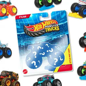 Hot Wheels Monster Trucks FYJ44 1:64 Scale Die-Cast Toy Vehicle with Crushed Car Assorted Colors