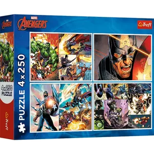 Пазл TREFL Puzzle 4x250 элементов Avengers Heroic Days — 4 пазла по 250 элементов