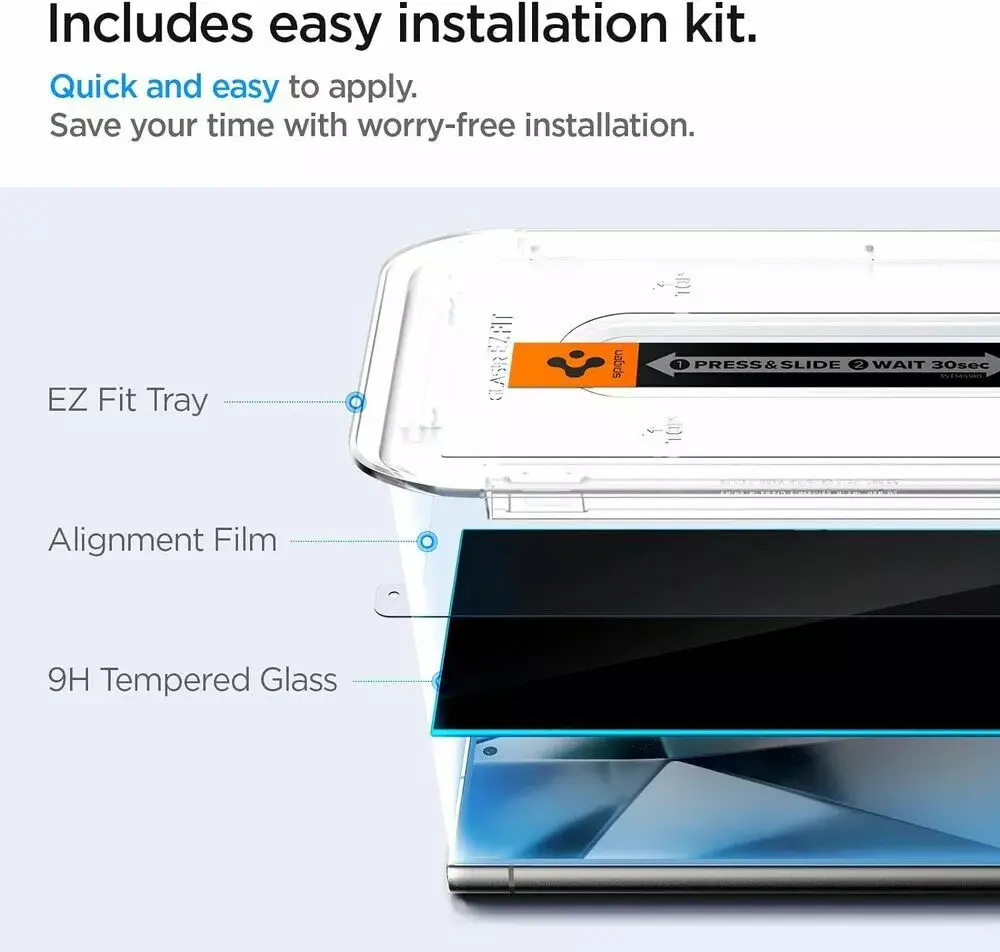 Spigen EZ Fit GLAS.tR Privacy для Galaxy S24 Ultra Photo 4