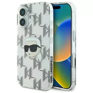 Protective Hardcase Karl Lagerfeld for iPhone 16, electroplated transparent finish