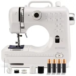 Sewing machine BOMANN NM 6063 CB — electric, 7.2 W, 220–240 V, 2 bobbins, button and rotary controls, silver/white
