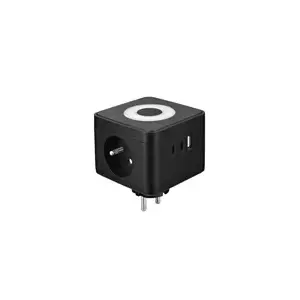 Power adapter Viking Y23L — 2×230V sockets, 1×USB-A, 2×USB-C, touch light, black