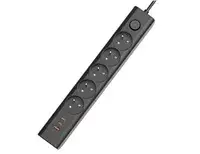 Сетевой удлинитель Viking YC53, 5× AC 230V, 1× USB-A, 2× USB-C, кабель 1,5 м, чёрный