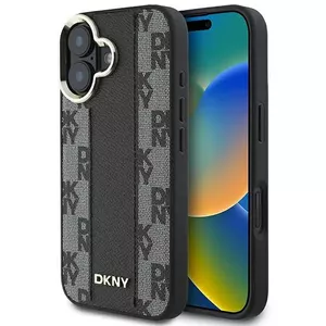 Vāciņš DKNY DKHMP16SPCPVSLK priekš iPhone 16 6.1" melns rakstā 'checkered' ar MagSafe