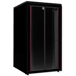 19-inch freestanding network cabinet ROLINE Pro 26U 800x800 mm, glass door, black, 600 kg, IP20