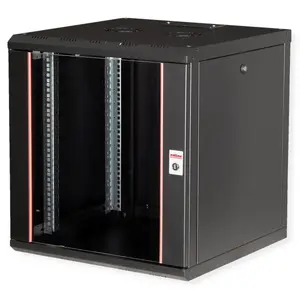 Wall-mounted rack ROLINE Pro 12U 19-inch, 600x600 mm, black, IP20, key lock