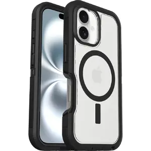 Protective case OTTERBOX Defender XT Clear for Apple iPhone 16, clear back with black bumper
