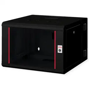 Wall-mounted rack ROLINE Pro 7U 600x600 WxD two-part swivelling black, IP20, 50 kg