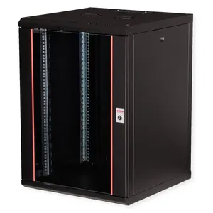 Wall-mounted 19-inch rack ROLINE Pro 16U, 600x600 WxD, black, IP20