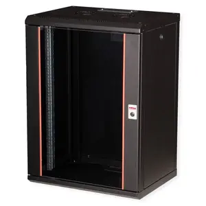 Wall-mounted 19" rack cabinet ROLINE Pro 16U, 600x450 mm, black, key lock, IP20